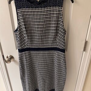 J. Crew Navy and White Checked Sleeveless Sheath Dress size 12T